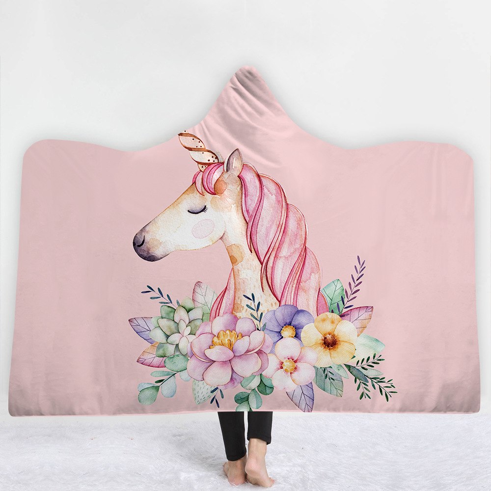 Hooded Blanket Unicorn-Themed Warmer